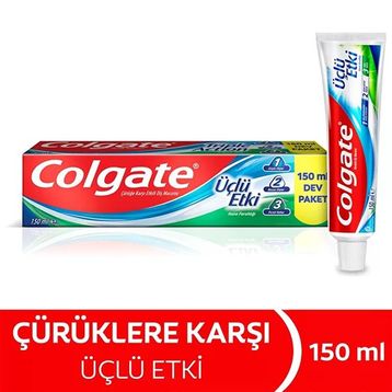 Colgate Üçlü Etki Çürüklere Karşı Koruma 150 ml x 2 Adet Diş Macunu