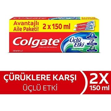 Colgate Üçlü Etki Çürüklere Karşı Koruma 150 ml x 2 Adet Diş Macunu