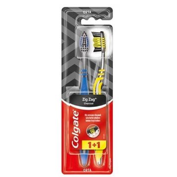 Colgate ZigZag Charcoal 1+1 Orta Diş Fırçası