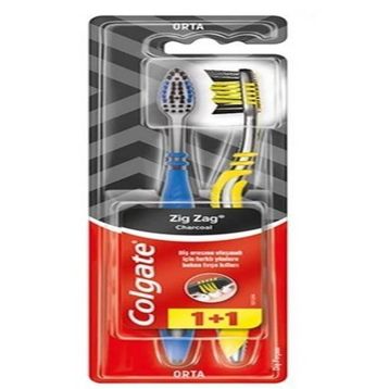 Colgate ZigZag Charcoal 1+1 Orta Diş Fırçası