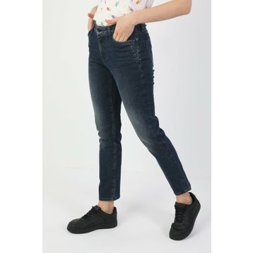 Colin's 703 Carla Orta Bel Düz Paça Slim Fit Koyu Mavi Kadın Jean Pantolon