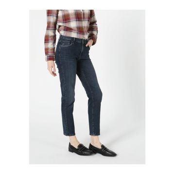 Colin's 703 Carla Orta Bel Düz Paça Slim Fit Koyu Mavi Kadın Jean Pantolon