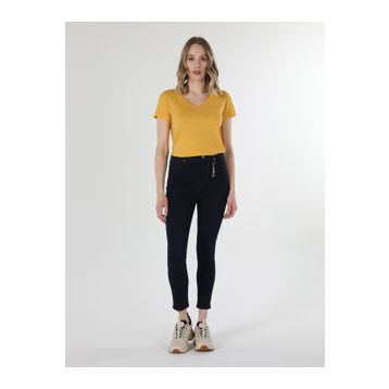 Colin's 760 Diana Yüksek Bel Dar Paça Süper Slim Fit Siyah Kadın Jean Pantolon