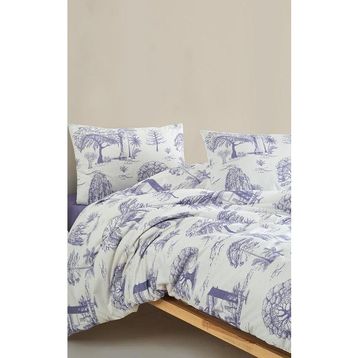 Colorpool Contour Touchen 200x220 cm Mor Beyaz Çift Kişilik Nevresim Takımı