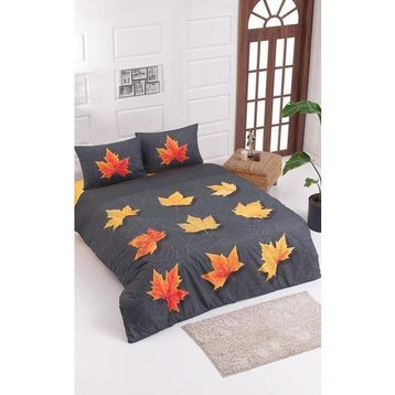 Colorpool Falling Leaves 200x220 cm Antrasit Çift Kişilik Nevresim Takımı