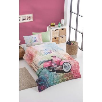Colorpool Pink Vesp 160x220 cm Pembe Mint Tek Kişilik Nevresim Takımı