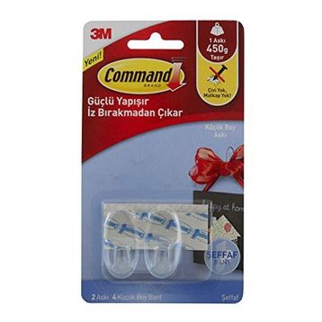 Command 3M-17092 Küçük Boy Şeffaf Askı