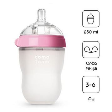Comotomo 250 ml Antikolik 3-6 Ay Pembe Silikon Biberon