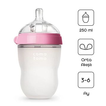 Comotomo 250 ml Antikolik 3-6 Ay Pembe Silikon Biberon