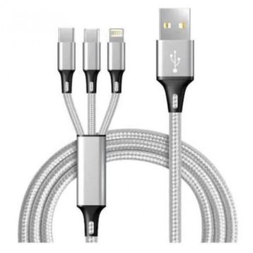 Concord 2.4 A 120 cm 3 Çıkışlı Mikro Usb Lightning Type-C Kablo