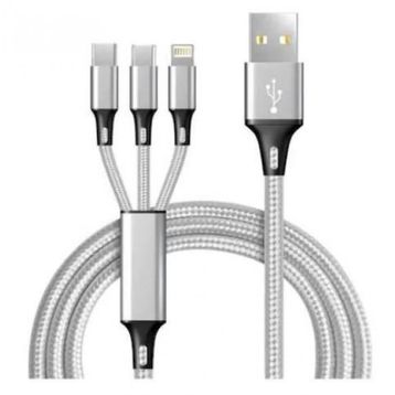 Concord 2.4 A 120 cm 3 Çıkışlı Mikro Usb Lightning Type-C Kablo