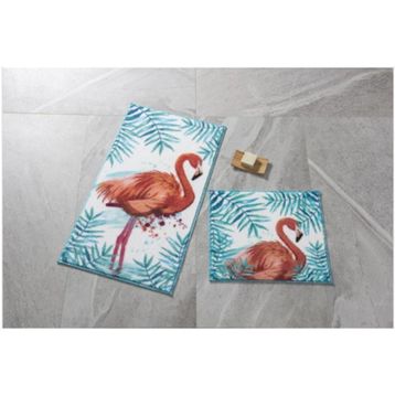 Confetti Flamingo 57x100-50x57 cm Turkuaz Banyo Halısı