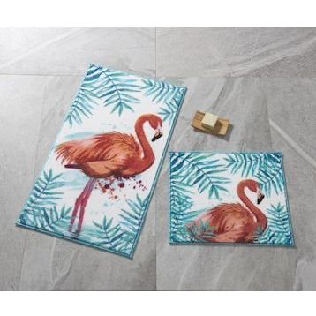 Confetti Flamingo 57x100-50x57 cm Turkuaz Banyo Halısı