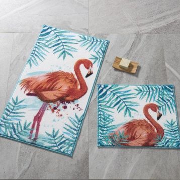 Confetti Flamingo 57x100-50x57 cm Turkuaz Banyo Halısı