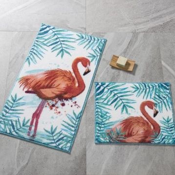 Confetti Flamingo 57x100-50x57 cm Turkuaz Banyo Halısı