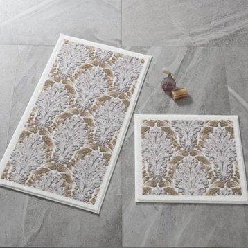 Confetti Ornamental 57x100-50x57 cm Bej Banyo Halısı