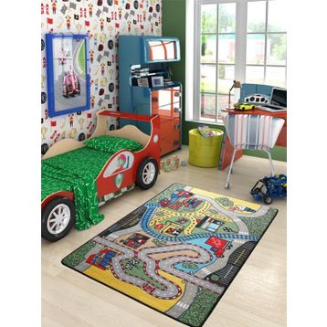 Confetti Race Yeşil 100x150 cm Çocuk Halısı
