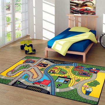 Confetti Race Yeşil 100x150 cm Çocuk Halısı