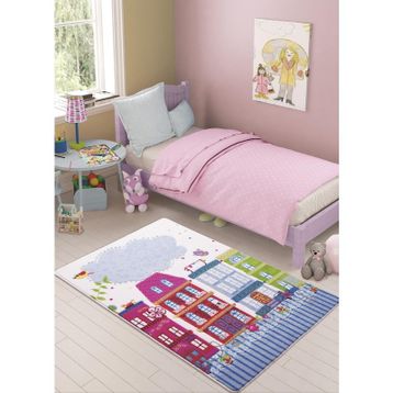 Confetti Sweet Home Oymalı Pembe 100x150 cm Çocuk Halısı