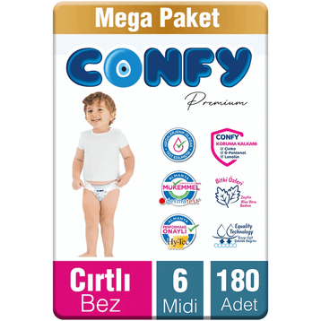 Confy Premium No:6 XLarge 180 Adet Bebek Bezi