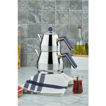 Cooker Everest Paslanmaz Çelik İndüksiyon Tabanlı Süzgeçli Orta Boy Çaydanlık Takımı