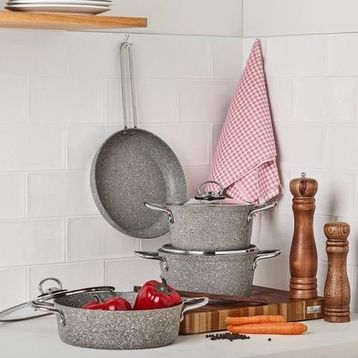 Cookplus Biogranit Alfa Gri 7 Parça Tencere Seti