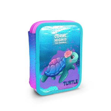 Coral High 11134 Pembe Mavi Kaplumbağa Desenli Kalem Kutusu