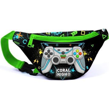 Coral High 11530 Kids Siyah Fosforlu Yeşil Gamer Desenli Bel Çantası