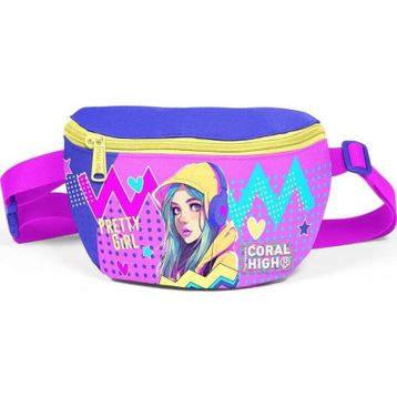 Coral High 11553 Kids Lavanta Turkuaz Kulaklıklı Kız Desenli Bel Çantası