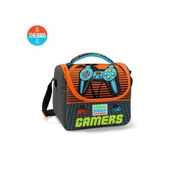 Coral High 11746 Kids Gri Turuncu Gamer Desenli Thermo Beslenme Çantası