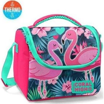 Coral High 11834 Kids Neon Mercan Su Yeşili Flamingo Desenli Beslenme Çantası