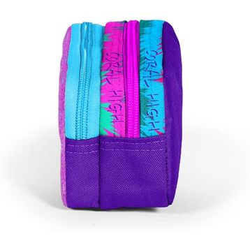 Coral High 12050 Mor Pembe Kedi Desenli İki Bölmeli Kalem Çantası