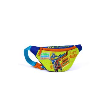 Coral High 12614 Kids Fosforlu Sarı Saks Motorsiklet Desenli Bel Çantası