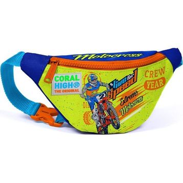 Coral High 12614 Kids Fosforlu Sarı Saks Motorsiklet Desenli Bel Çantası