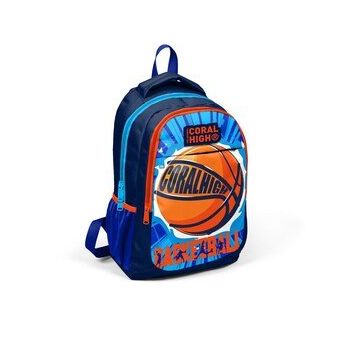 Coral High 14405 Kids Lacivert Mavi Basketbol Desenli Üç Bölmeli Okul Çantası