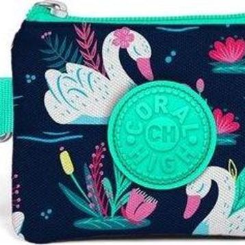 Coral High 21748 Kids Neon Mercan Lacivert Kuğu Desenli Bozuk Para Çantası
