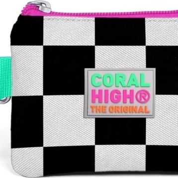Coral High 21801 Kids Neon Pembe Dama Desenli Bozuk Para Çantası