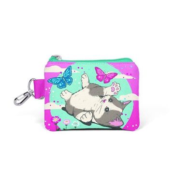 Coral High 21807 Kids Su Yeşili Pembe Kedi Desenli Bozuk Para Çantası