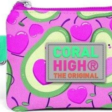 Coral High 21809 Kids Açık Pembe Su Yeşili Avakoda Desenli Bozuk Para Çantası