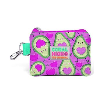 Coral High 21809 Kids Açık Pembe Su Yeşili Avakoda Desenli Bozuk Para Çantası