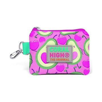 Coral High 21809 Kids Açık Pembe Su Yeşili Avakoda Desenli Bozuk Para Çantası