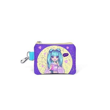 Coral High 21835 Kids Mor Pembe Anime Kız Desenli Bozuk Para Çantası