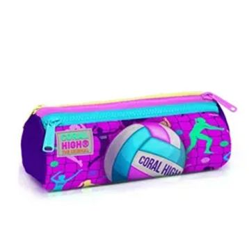 Coral High 22061 Kids Pembe Mor Voleybol Desenli Üç Bölmeli Kalem Çantası