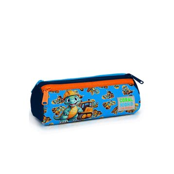 Coral High 22149 Kids Mavi Turuncu Dinozor Desenli 3 Bölmeli Kalem Çantası
