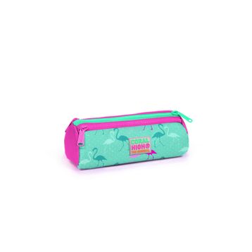 Coral High 22315 Su Yeşili Flamingo Desenli Üç Bölmeli Kalem Çantası