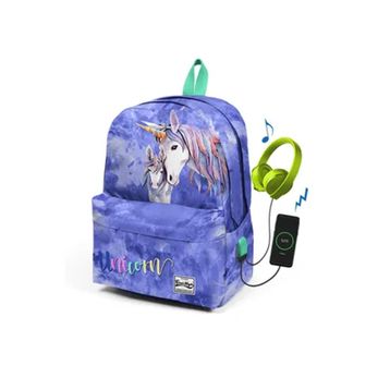 Coral High 23422 Lavanta Unicorn Usb+Aux Sırt Çantası