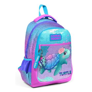 Coral High 23497 Kaplumbağa Desenli Açık Pembe-Mavi Okul Çantası