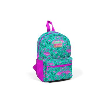 Coral High 23512 Minik Su Yeşili Pembe Flamingo Desenli Iki Bölmeli Yuva Sırt Çantası