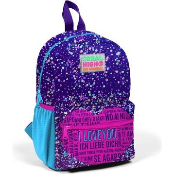 Coral High 23540 Minik Yuva Mor Mavi Pembe Kalp Desenli Iki Bölmeli Sırt Çantası