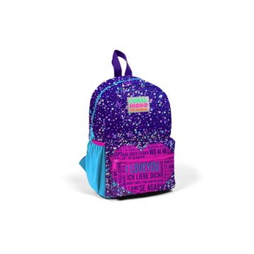 Coral High 23540 Minik Yuva Mor Mavi Pembe Kalp Desenli Iki Bölmeli Sırt Çantası